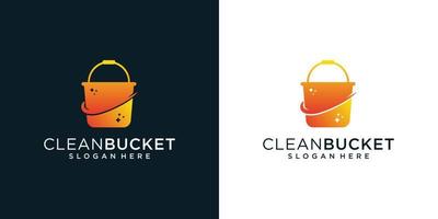 plantilla de inspiración de diseño de logotipo de cubo limpiador degradado vector