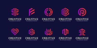 Abstract monogram logo design bundle collection vector