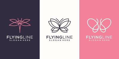 Fly monogram animal logo design template inspiration vector