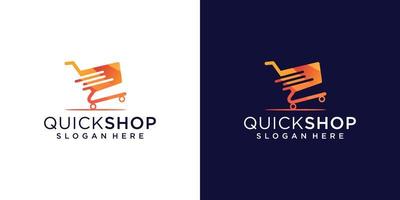 Quick shop logo design in gradient concept vector