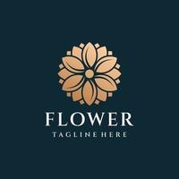 Flower luxury gold logo design inspiration vector