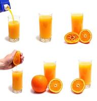 orange and juice in glass photo