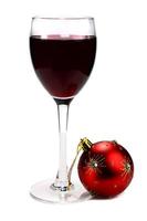 Christmas wine with tree toys photo