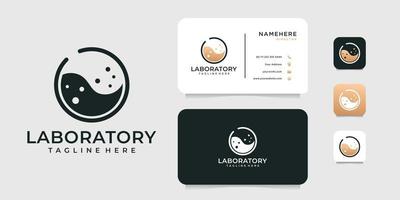 logotipo de ciencia de laboratorio inspirador y vector de diseño de tarjeta de visita