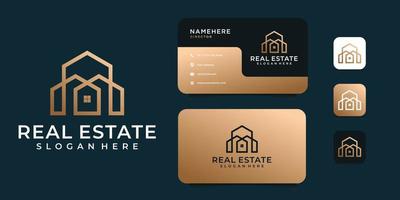 Luxury architecture logo vector with business card template