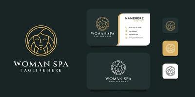 Woman spa logo design with business card template vector