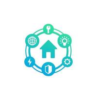 Smart house icon, green on white vector