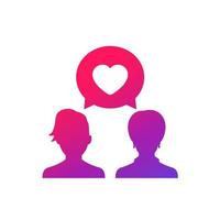 love chat vector icon with two women