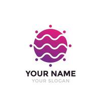 round vector violet logo with waves