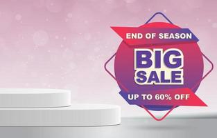 big sale banner with blank space podium for product sale with soft purple background design