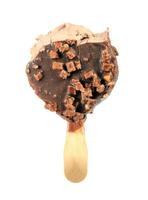 bitten ice cream with chocolate on a stick photo