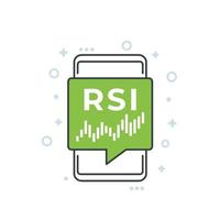 RSI trading indicator icon with a phone vector