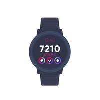 Smart watch with fitness app, activity tracker and step counter, vector