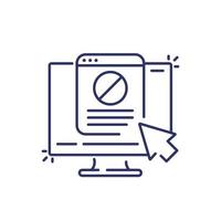 blocked web page line icon on white vector