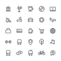 line icons set for maps or navigation apps, vector pictograms on white