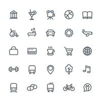 line icons set for maps or navigation apps, vector pictograms on white