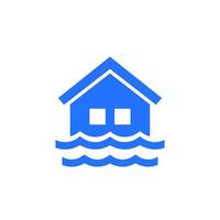 icono de inundación con una casa vector
