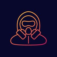 hazmat suit line vector icon