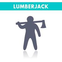 lumberjack icon, man with axe, woodcutter, lumberman isolated over white vector