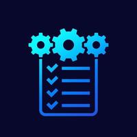 project management icon, checklist and gears vector