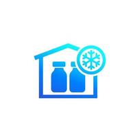 vaccine storage with a fridge icon on white vector