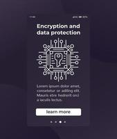 Encryption and data protection, banner design vector