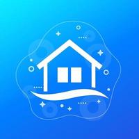 Flood vector icon with house and water