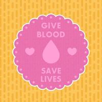 blood donation poster, badge in modern flat style vector
