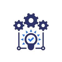 idea execution icon with gears vector