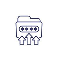 Move to folder with password, line icon vector