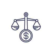 Scales and money line icon vector