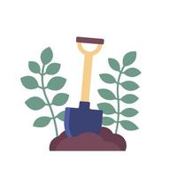 Shovel in the soil, vector icon
