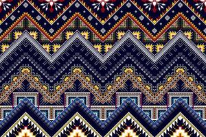 diseño de patrón étnico de bordado geométrico abstracto ikat. tela azteca alfombra mandala ornamento chevron textil decoración papel pintado. tribal boho nativo étnico pavo tradicional vector de fondo