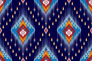 Ikat geometric abstract ethnic pattern design. Aztec fabric carpet mandala ornament ethnic chevron textile decoration wallpaper. Tribal boho native ethnic traditional embroidery vector background