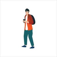 Man going to office with coffee illustration vector
