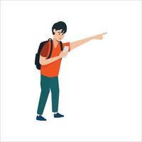Man going to school and searching road vector illustration