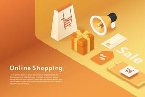 Online shopping via smartphone vector