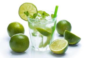 Fresh drink with lime and mint photo