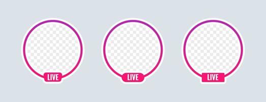 Round profile frame for live streaming on social media. Gradient livestream frame. vector