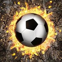 Soccer ball in fire flames photo