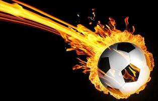 Soccer ball in fire flames photo