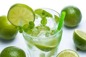 Fresh drink with lime and mint photo