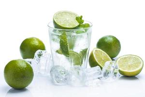 Fresh drink with lime and mint photo