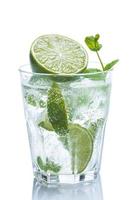 Fresh drink with lime and mint photo