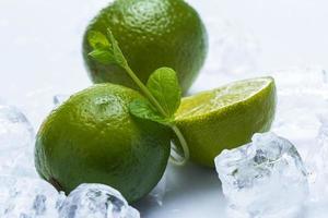 Fresh lime fruit and mint