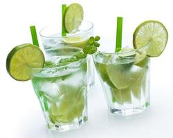 Fresh drink with lime and mint photo