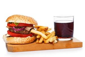 Burger, fries and coke photo