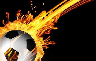 Soccer ball in fire flames photo
