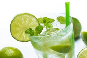 Fresh drink with lime and mint photo