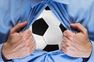 Soccer ball behind a shirt photo